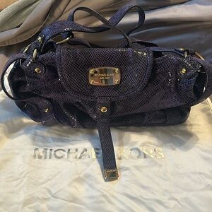 Michael Kors Women’s Purple & Black Shiny Snakeskin Shoulder Bag